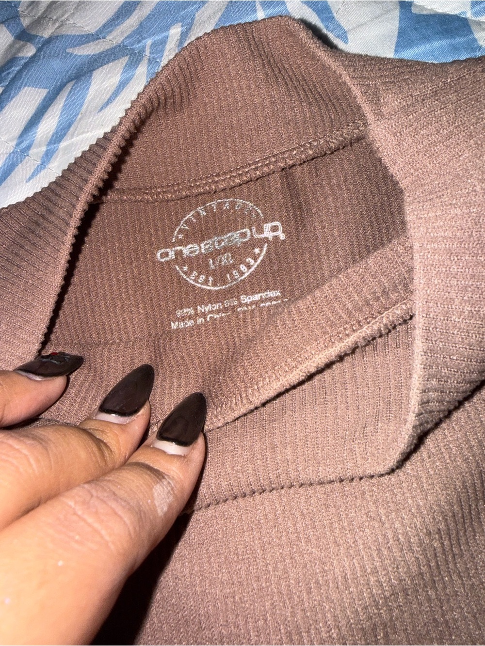 Brown Ribbed Long Sleeve Top - Picture 2 of 2
